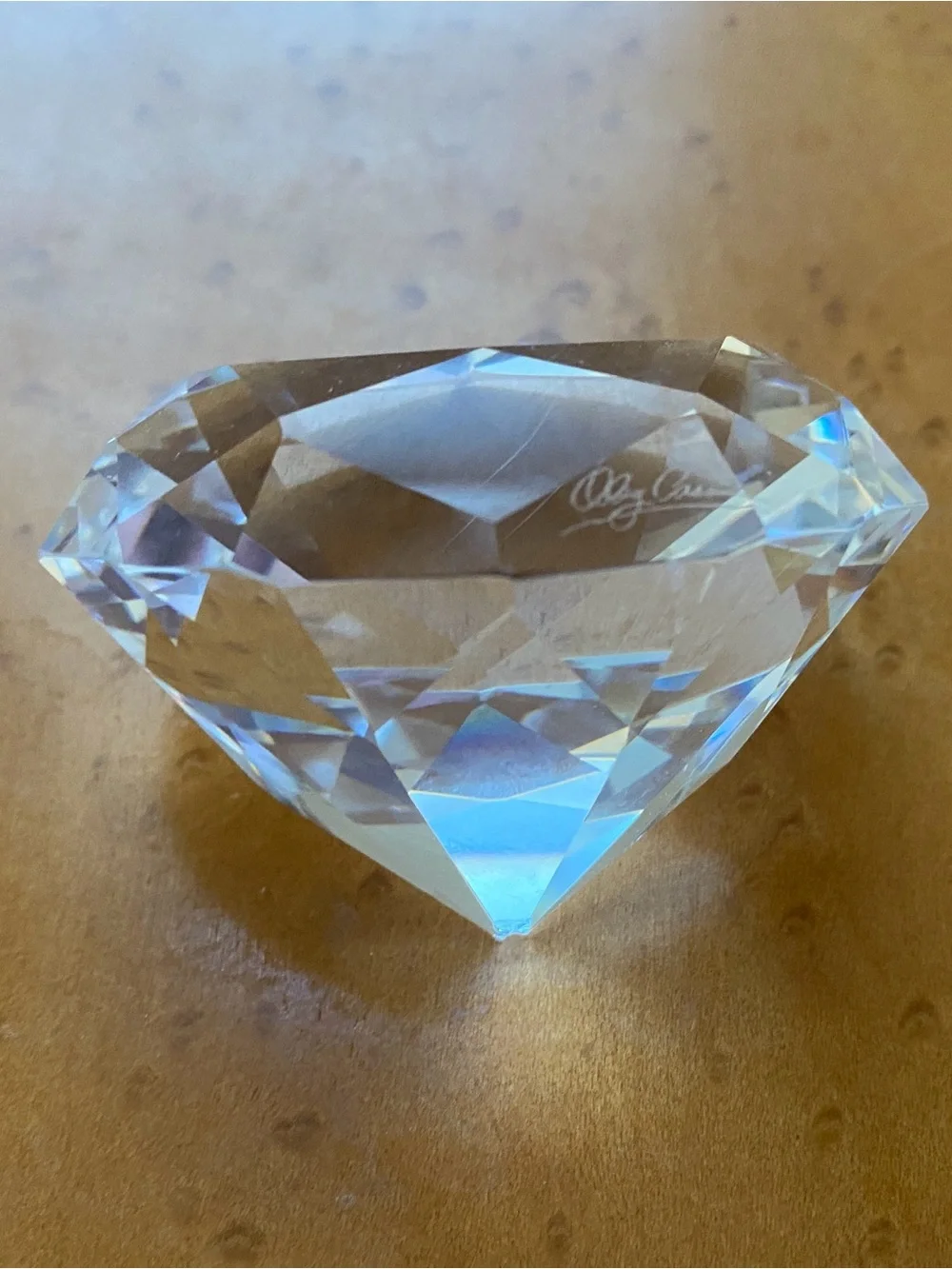 Oleg Cassini Paperweight Clear Crystal With Black Gift Box